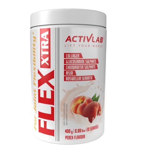 Activlab FLEX Xtra | Jar 400g | 20 Portionen | Pfirsichgeschmack | hydrolysiertes Kollagen Typ I | Glucosamin | MSM | Vitamin C B6 D | Hyaluronsäure | Joint, Gelenke und Sehnen