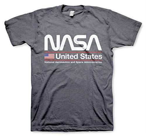 Nasa Offizielles Lizenzprodukt United States Herren T-Shirt (Dunkel-Heather), XL