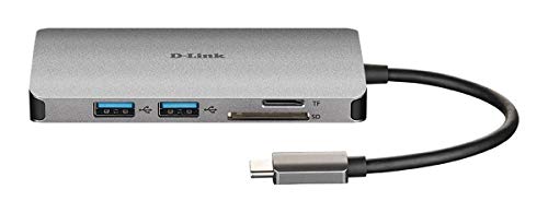D-Link DUB-M810 8in1 USB C Hub USB C Adapter mit HDMI 4K und 1080p 2X USB3/USB2 Netzwerkanschluss 1Gbps SD- und microSD-Kartenleser, 1x USB C Lade/Daten bis 100W