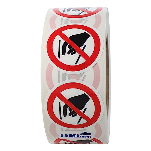 Labelident Verbotszeichen Ø 50 mm - Hineinfassen verboten P015 - 1000 Verbotsschilder Aufkleber selbstklebend in 1 Rolle(n), Polyethylen Folie weiß
