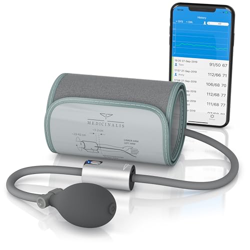 Medicinalis - Blutdruckmessgerät Oberarm mit Bluetooth - für App AirBP – Blutdruck und Pulsmessung – 2 Benutzer – Universalmanschette 22 - 42 cm - Memory-Funktion – Pulsoximeter digital