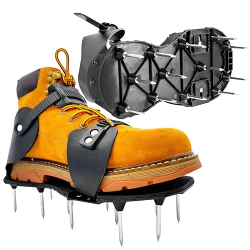 Lawn Aerator Schuhe, Luftbelastungs-Rasen-Werkzeugschuhspitzen 11,5 x 5 Zoll Leidenschaftsanstrengung, Nicht-Rutschschuhspitzen mit einstellbarem Schnappschuss, Belüftungsschuhe für Rasenhof Terrasse