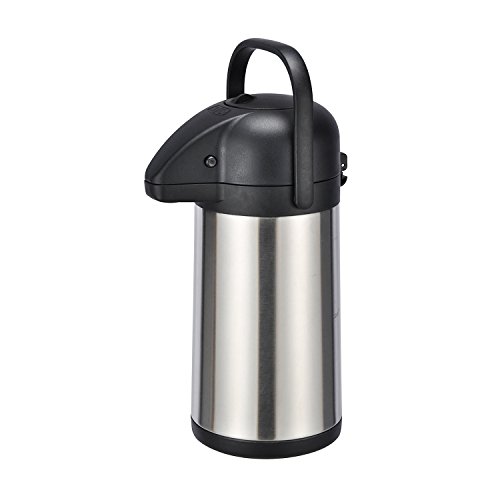 Airpot 2,2 L Edelstahl Kaffeekanne rostfrei Pumpkanne Isolierkanne Edelstahlmantel mit Glaseinsatz Doppelwandig