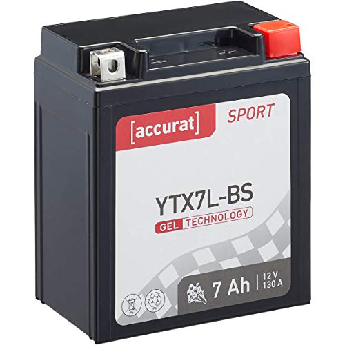 Accurat Motorradbatterie Sport YTX7L-BS 7 Ah 130 A 12V Gel Technologie Starterbatterie in Erstausrüsterqualität zyklenfest sicher lagerfähig wartungsfrei