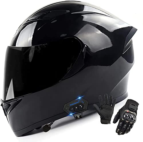 Motorrad Integrierter Bluetooth-Helm ECE/DOT Genehmigt Motorrad Full Face Klapphelm Motorradhelm Mit Anti-Fog-Doppelscheib mit Eingebautem Mikrofon für Automatische Reaktion