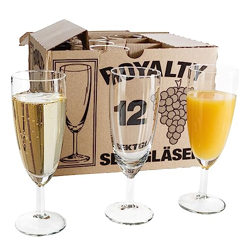 Van Well 24er Set Sektglas Royalty, Kelchglas, Sektflöte, 18 cl, H 160 mm, Ø 50 mm, Partyglas, glasklar, Gastronomie, Prosecco-u. Champagner-Glas