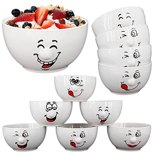 My-goodbuy24 Müslischale aus Gesicht - 6-teiliges Set - 500ml - Keramikschüssel-Set, Müslischale, Salatschüssel, Dessertschüssel, Suppenschüssel, Müslischüssel Smile Schale - weiß