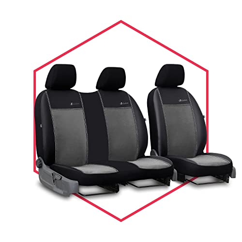 Saferide 2er Set Autositzbezüge Transporter universal | Bus Sitzbezüge Kunstleder Grau für Airbag geeignet | für Vordersitze | 1+2 Autositze vorne Nicht teilbar