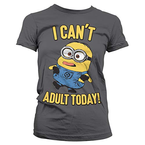 MINIONS Offizielles Lizenzprodukt I Can't Adult Today Damen T-Shirt (Dark Grau), L
