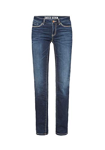 SOCCX Damen Regular Fit Jeans RO:My mit Kontrastnähten