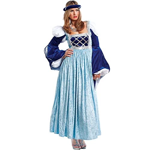 Krause & Sohn Mittelalter Kostüm Burgfräulein Veronika für Damen Gr. M-XL Kleid blau Mittelalter-Mode Fasching Mottoparty Karneval (X-Large)