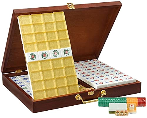Mahjong Mah Jong Golden Crystal Mahjong-Karte Startseite Reiben Acryl Mahjong Mode Gravur Spiel Schach und Karten Mahjong 144 Gold Mahjong-Karten Aluminu