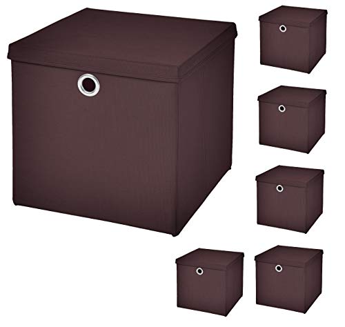 StickandShine 6er Set Braun Faltbox 28 x 28 x 28 cm Aufbewahrungsbox faltbar mit Deckel