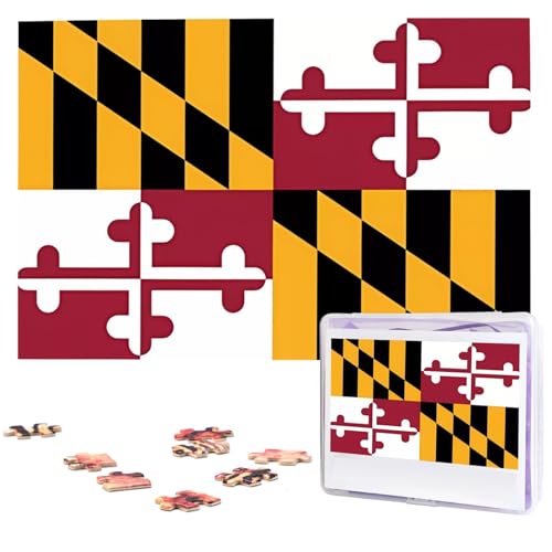 KHiry Puzzles 1000 Teile personalisierte Puzzles Flagge von Maryland Foto Puzzle anspruchsvolles Bild Puzzle für Erwachsene Personaliz Jigsaw mit Aufbewahrungstasche (74,9 x 50 cm)
