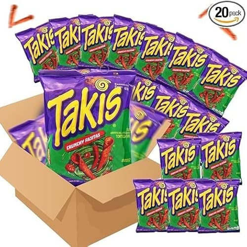 20x92,3g Takis Crunchy Fajita - MHD 03.04.2024-20 Großpackungen der lecker feurigen Takis Crunchy Fajita + Heartforcards® Versandschutz