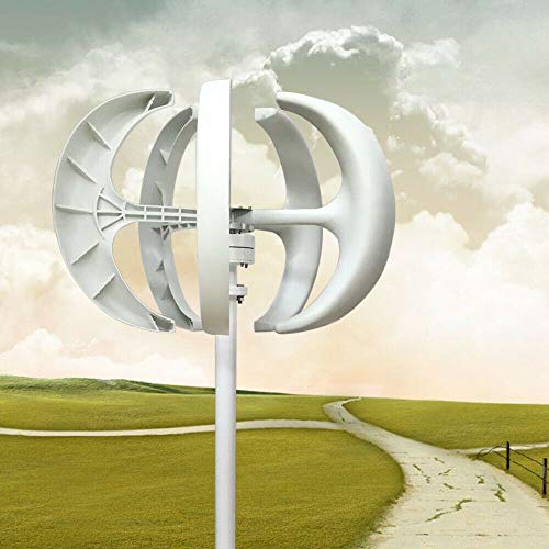 24 V Windkraftanlage Windanlage Yunrux Windräder Lantern Wind Turbine mit Controller Windturbine Generator Vertikale Windgenerator Kit 5 Blätter Windturbinengenerator weiß 600 W