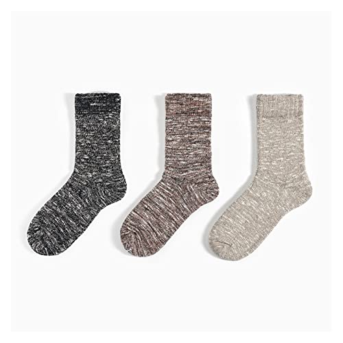 3 Paare Mens Mode Strick Atmungsaktive Crew Socken dicke warme Herbst Winter casual Baumwollsocken (Color : Multi-colored, Size : 39-43)