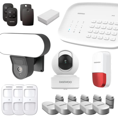 Daewoo SA644 Alarm-Set für Tiere, steuerbar mit Fernbedienung, Bewegungsmelder, Türkontakt und Videoüberwachungskameras
