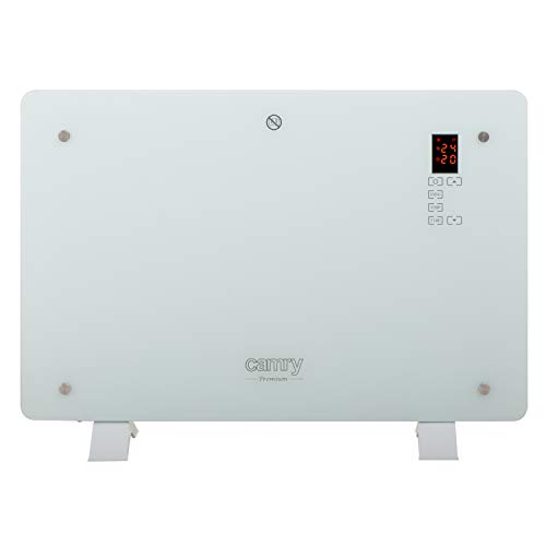 Camry CR7721 Elektrischer Konvektor, Glas, LCD-Display und Touchscreen, Fernbedienung, Timer, 2 Temperaturstufen, 750/1500 W