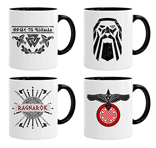 Acen Merchandise Viking 4er-Pack Mug Set 05 | Kaffee Tea Mug für Breakfast/Birthday Presents für Dad/Uncle/Mam