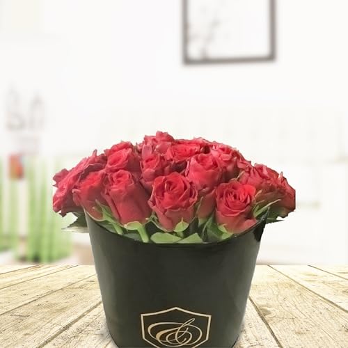 Rosenbox - Blumenbox mit 30 echten frischen roten Rosen # Geschenk # Verlobung # Hochzeit # Jubiläum # Jahrestag # Liebe
