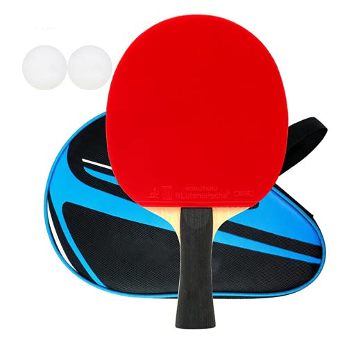 DZQUY Tischtennisschläger Ping-Pong-Schläger Lightweight 7-Ply-Arylat-Kohlenstoff-Pingpong-Klinge klebrige Gummi-Tisch-Tennisschläger für Praxis Loopkilling für Senior Player,Rot,Long Handle