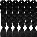 LDMY Braiding Haarverlängerung, 6 Bündel pro Packung, schwarze Jumbo-Zöpfe, synthetische Perücken für Frauen, 61 cm