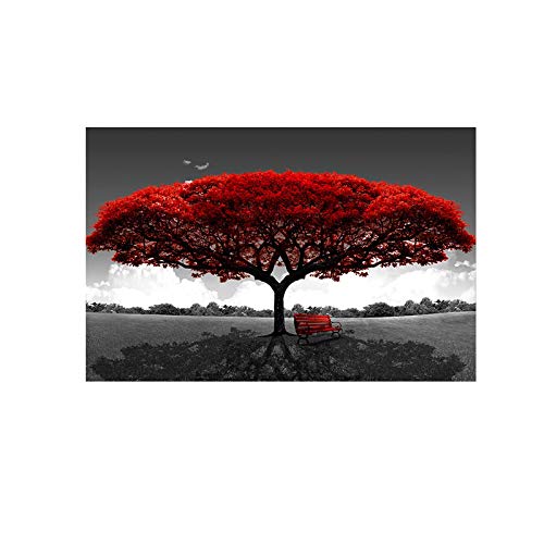Kunstdruck auf Leinwand, Motiv: roter abstrakter Baum, 50 x 100 cm, rahmenlos
