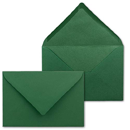 150 Brief-Umschläge mit Wellenschnitt - Dunkel-Grün - DIN C5 - 16,2 x 22,9 cm - 120 gr - mit wellenförmigen Rändern - Nassklebung - FarbenFroh by GUSTAV NEUSER