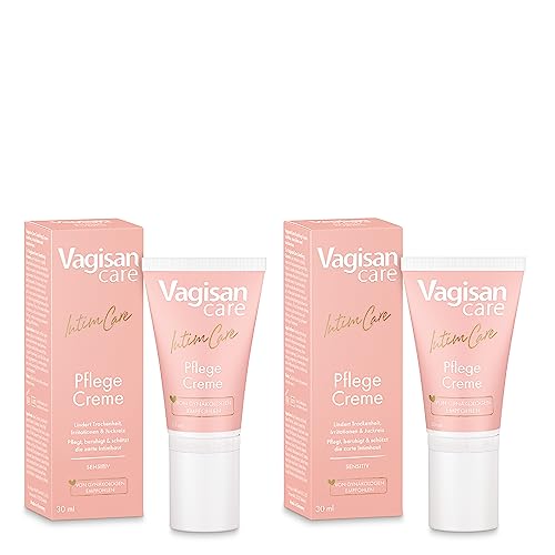 VagisanCare Pflege Creme - 2 x 30 ml – Intensiv wirkende Feuchtigkeits-Creme für den Intimbereich | Schützt und beruhigt gereizte Haut