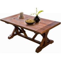 Rustikaler Tisch aus Mangobaum Massivholz Balken-Gestell