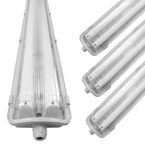 Proventa LED-Feuchtraumleuchte 120 cm, Sparset 4 Stück, je 2 LED-Röhren, IP65, 4.000 K, 36 W, 4.320 Lumen