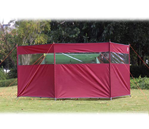 HIKEMAN Camping Windschutz Sichtschutz Garten - Strand Windschutz mit Sichtfenster,Outdoor Caravan Privacy Shield,kann als Zeltplane für Picknick,Grill,Lagerfeuer verwendet Werden(Wine red)