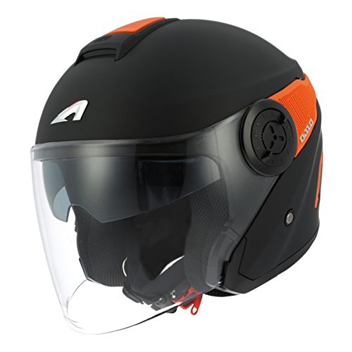 Astone Helmets - Casque jet DJ10-2 monocolor- Casque jet à écran long - Casque jet moderne en polycarbonate - Gloss black M