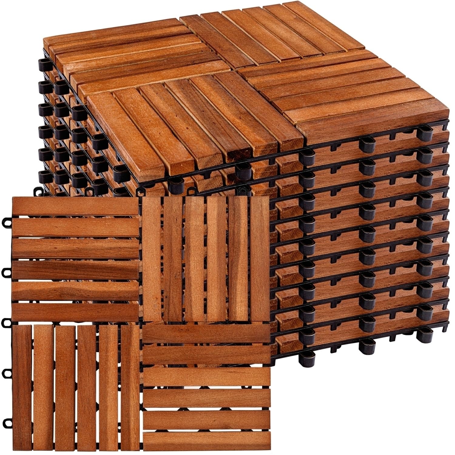 STILISTA® Holzfliesen, FSC®-zertifiziertes Akazienholz, 30 x 30 cm, 1 m² 2 m² 3 m² oder 5 m² - Auswahl 1 m² (11er Set)