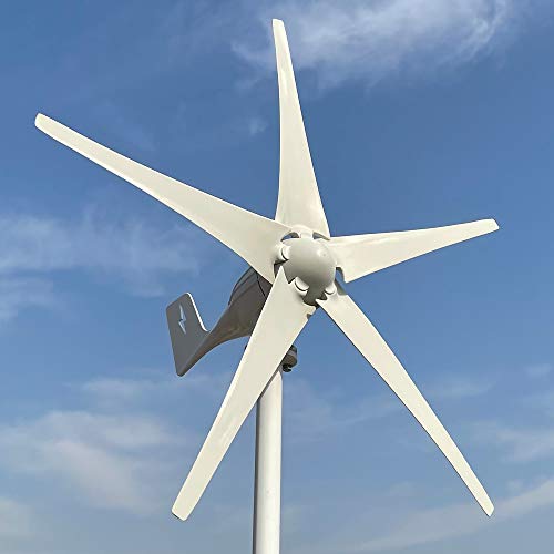 Rewindagic 600W horizontaler Windturbinen-Generator 12V 24V 48V Windkraftanlage hocheffizient für Zuhause 5 Flügel mit MPPT-Controller (48V mit kostenloser Steuerung)