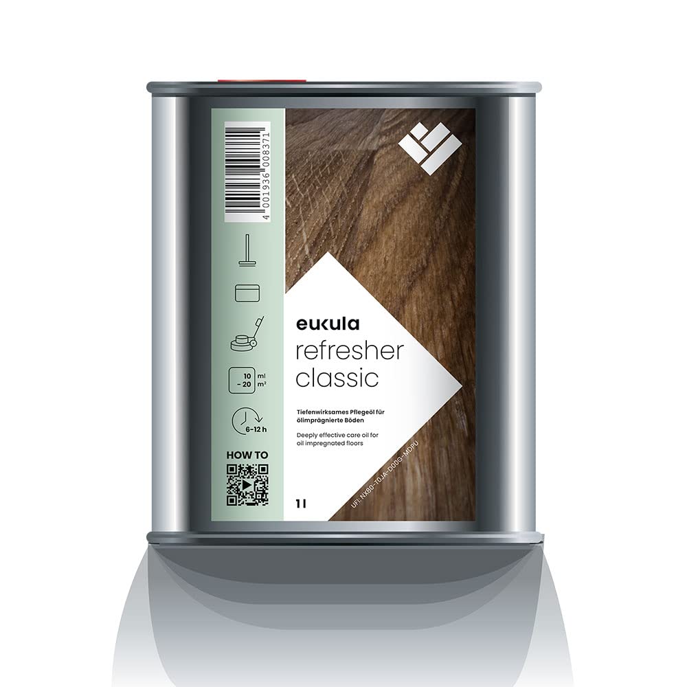 eukula refresher classic 1L farblos | Pflegeöl zur Imprägnierung und Auffrischung imprägniert-geölter und hartwachsgeölter Holzböden, Parkettböden | Holzboden Schutz, Parkettboden Pflege