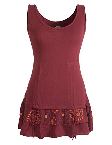 Vishes - Alternative Bekleidung - Damen Lagen-Look Jersey-Tunika Shirt aus Baumwolle zum Raffen dunkelrot 40