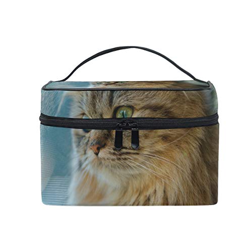 Hengpai Kosmetiktasche mit Katzen-Motiv, für Reisen, Make-up, Zug, Organizer, für Frauen