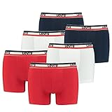 6er Pack Herren Levis SPRTSWR Logo Boxer Brief Boxershorts Unterwäsche Pants, Farbe:White/Blue/Red, Bekleidungsgröße:L