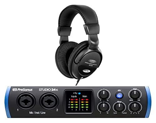 PreSonus Studio 24c USB-C Audio Interface Set (Mobiles 2x2 USB-C Audio Interface mit DAW-Software Bundle & Komfort-Kopfhörer)