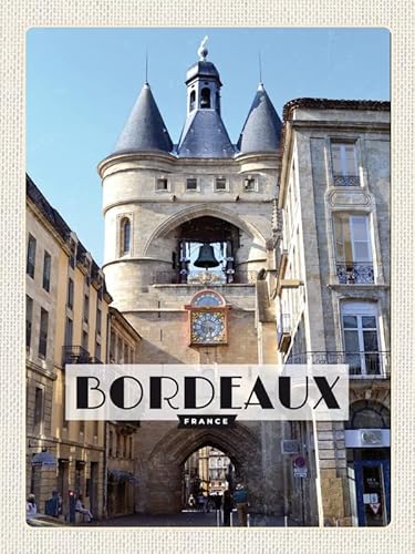 mrdeco Metall Schild 30x40cm gewölbt Bordeaux France Hafenstadt Deko Blechschild Tin Sign