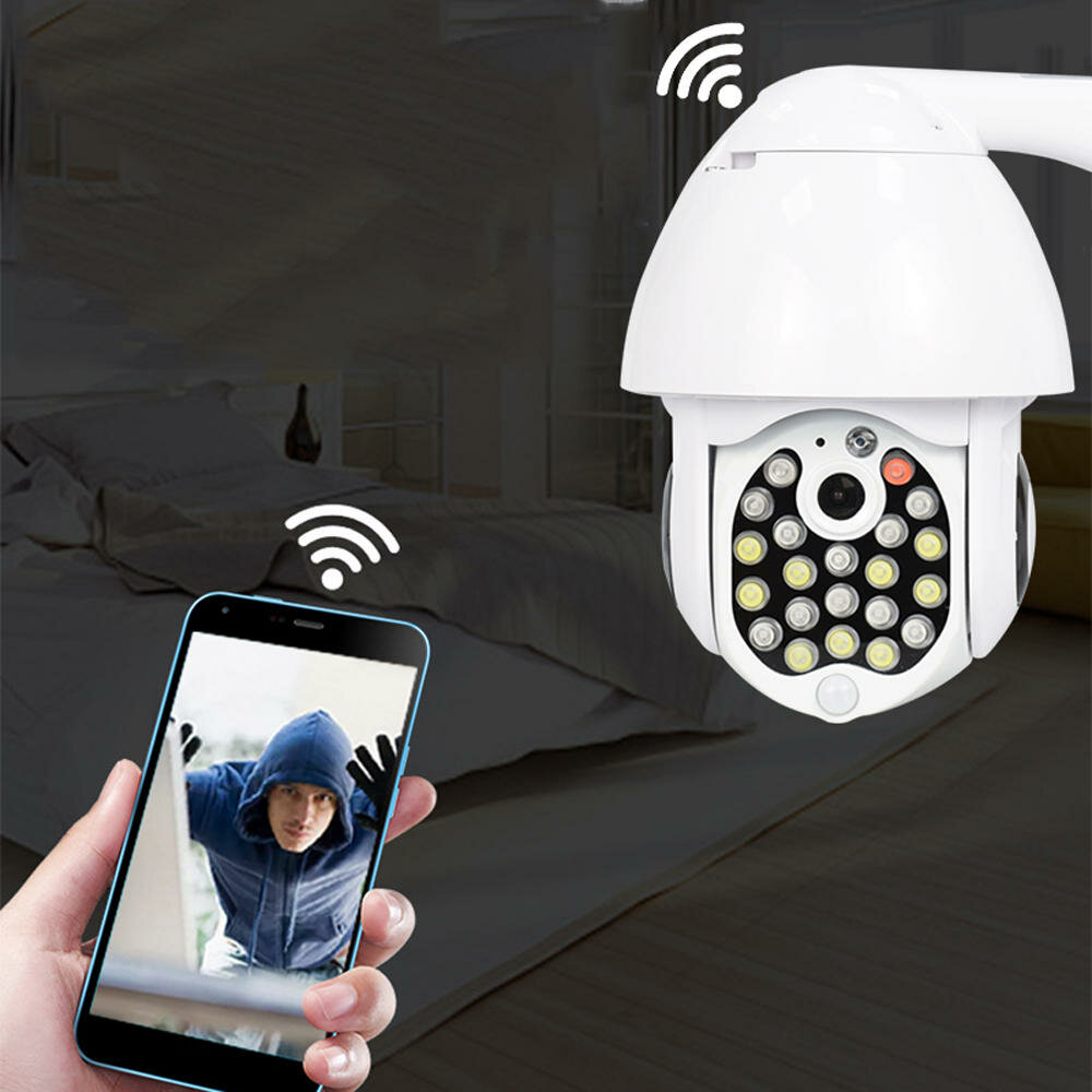 Bakeey 21 LED 1080P 5MP Dome Blitzer Zwei-Wege-Audio Vollfarb-Nachtsichtgerät IP66 Wasserdichter WiFi-Heimsicherheitsmon