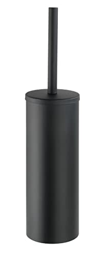Wenko Turbo-Loc Edelstahl Garnitur Orea Black Matt geschlossen WC-Bürstenhalter, Befestigen ohne Bohren, rostfrei, Schwarz, 9 x 39 x 12.5 cm