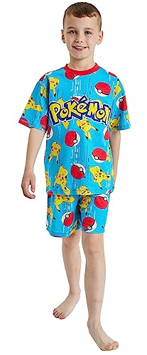 Jungen Pokemon Kurzer Schlafanzug Gamer Gaming Pyjama, Pokemon Blue Shorty, 146