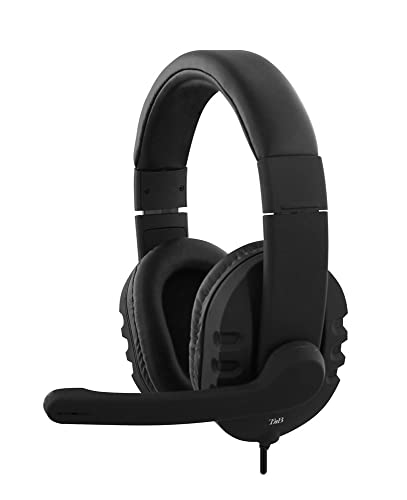 TNB HS-300 Headset mit Kabel, Multimedia-Kopfhörer, sehr komfortabel, Schwarz