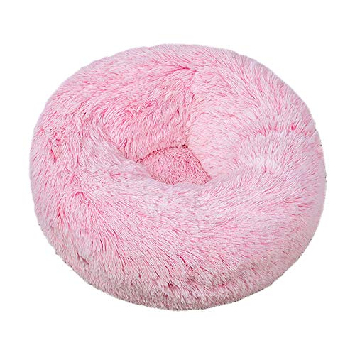 Fansu Hundebett rund Hundekissen Plüsch weichem Hundesofa rutschfest Base Katzenbett Donut Größe und Farbe wählbar (Farbverlauf rosa 1,100CM)