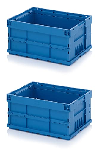 2x KLT Faltbox 60 x 40 x 28 mit Verbundboden * Faltbehälter Klappbox blau 60x40x28