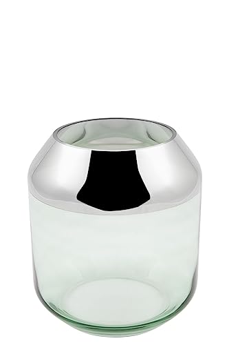 Fink - Windlicht oder Vase - Smilla - Glas mit Platinrand - Grün - Maße (ØxH): 18,5 x 20,6 cm