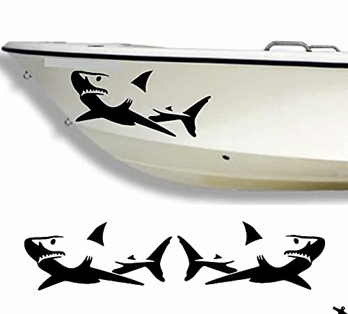 2 x weisser Hai weißer Haifisch Typ 3 Aufkleber aus Hochleistungsfolie - viele Farben zur Auswahl - Angler Angelboot Sticker Boot Boote Beschriftung Bug Heck Fische Angeln Schlauchboot Nautic See Fischer